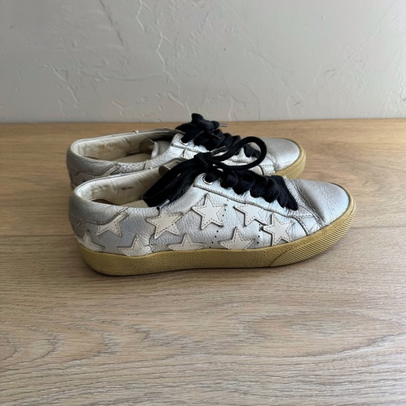 Saint Laurent shiny silver star sneakers - Picture 2 of 7